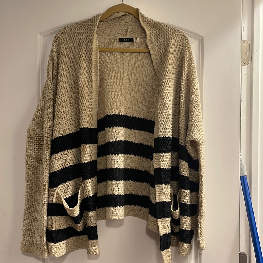 BDG beige with black medium strip cardigan